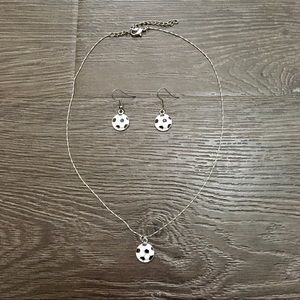 Soccer ball earring and necklace set⚽️